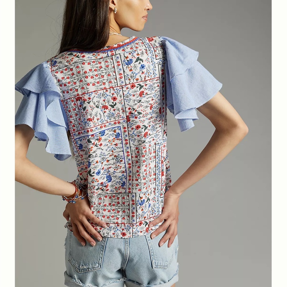 Anthroplogie Let Me Be Flutter-Sleeved Top - image 2